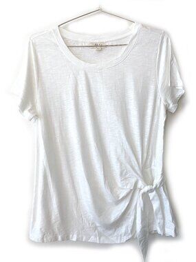 NWOT Style & Co. Womens Side Tie short sleeve Crewneck Tee T-Shirt Top, White, M